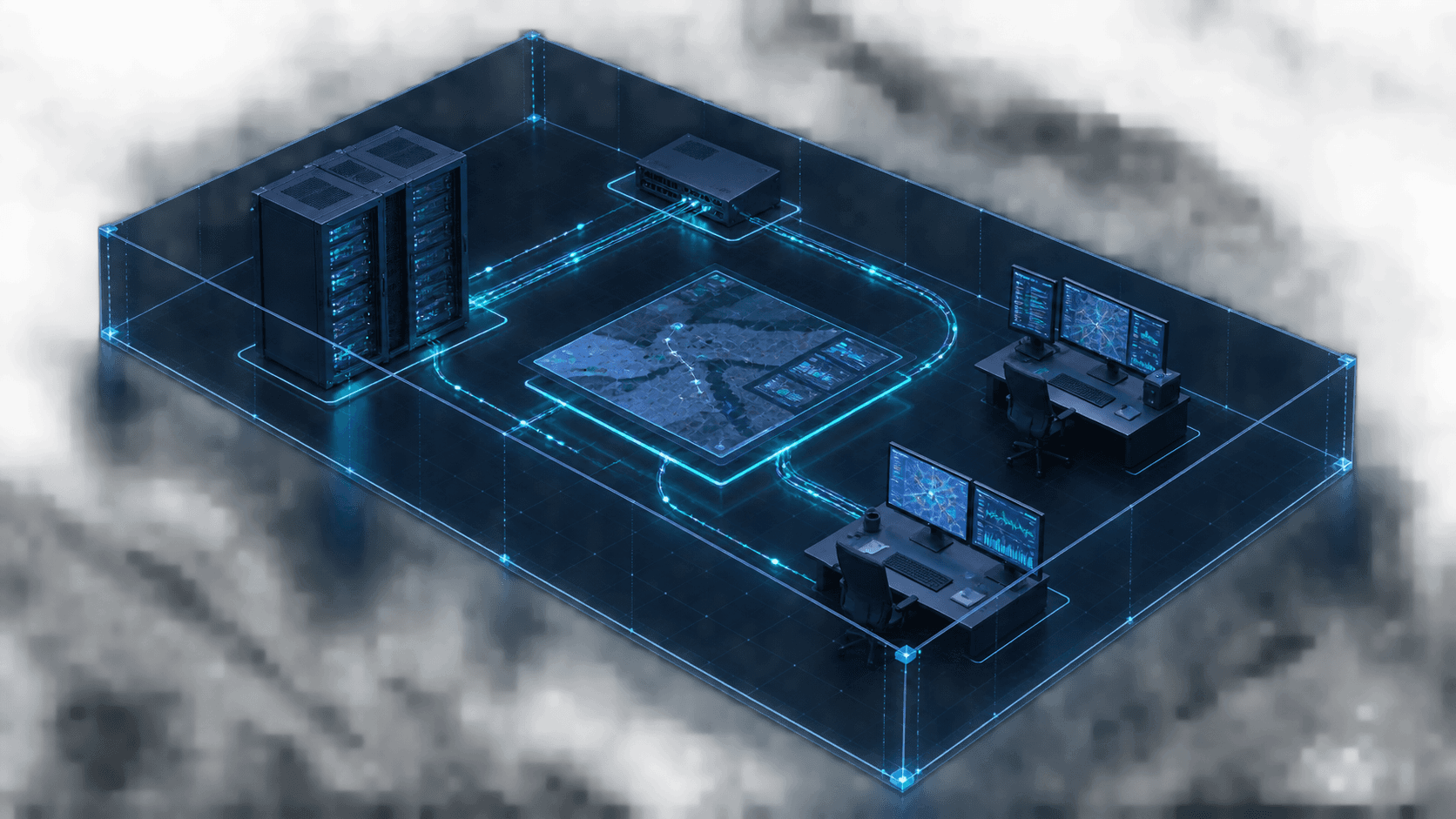 A secure operational boundary containing local infrastructure, map services and operator endpoints