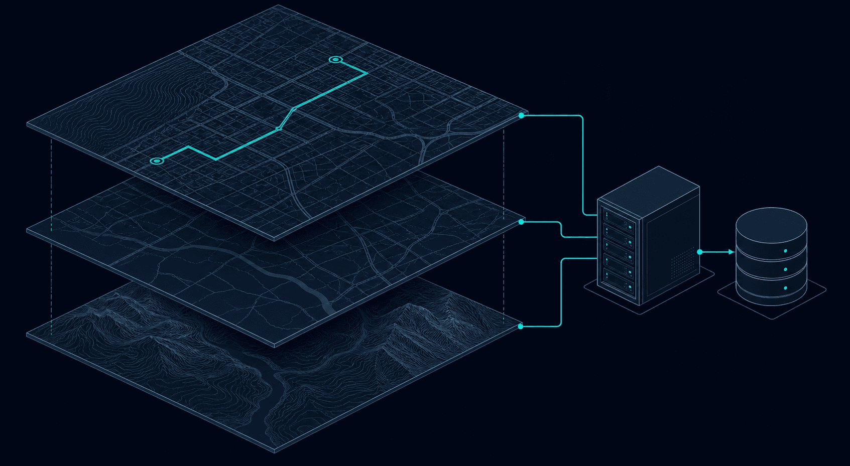 Layered map infrastructure connected to local compute