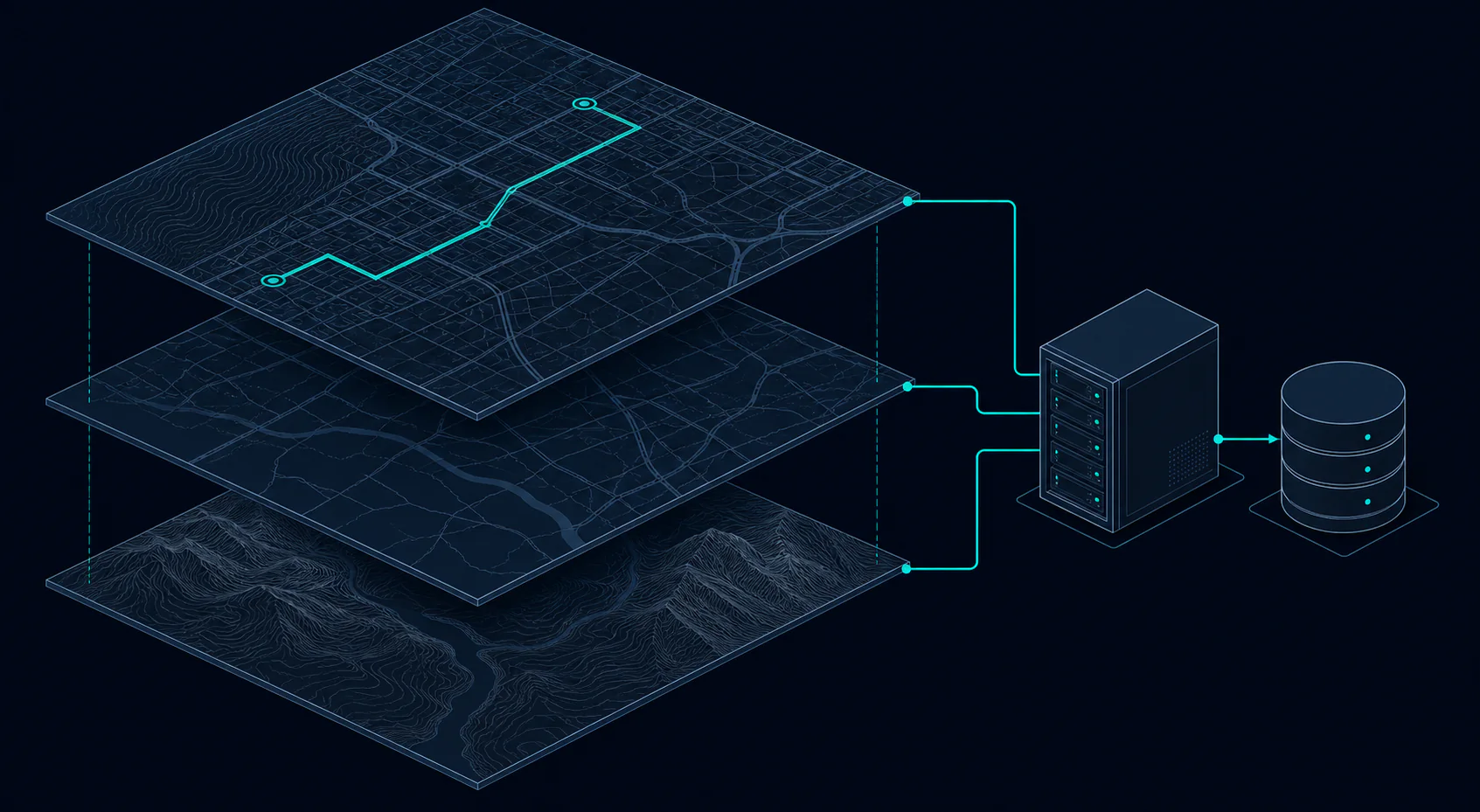 Layered map infrastructure connected to local compute